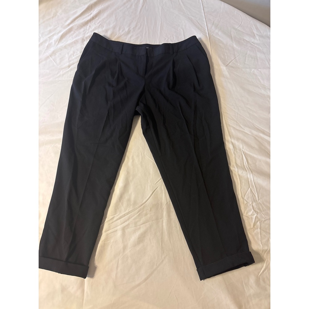 Apt. 9 Ava Trousers Womens 16 Black Pleated‎ Cuffed Ankle Pants